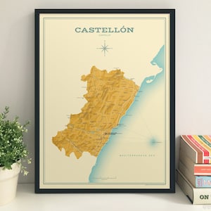 Castellón Spanish Province retro map giclee print image 1