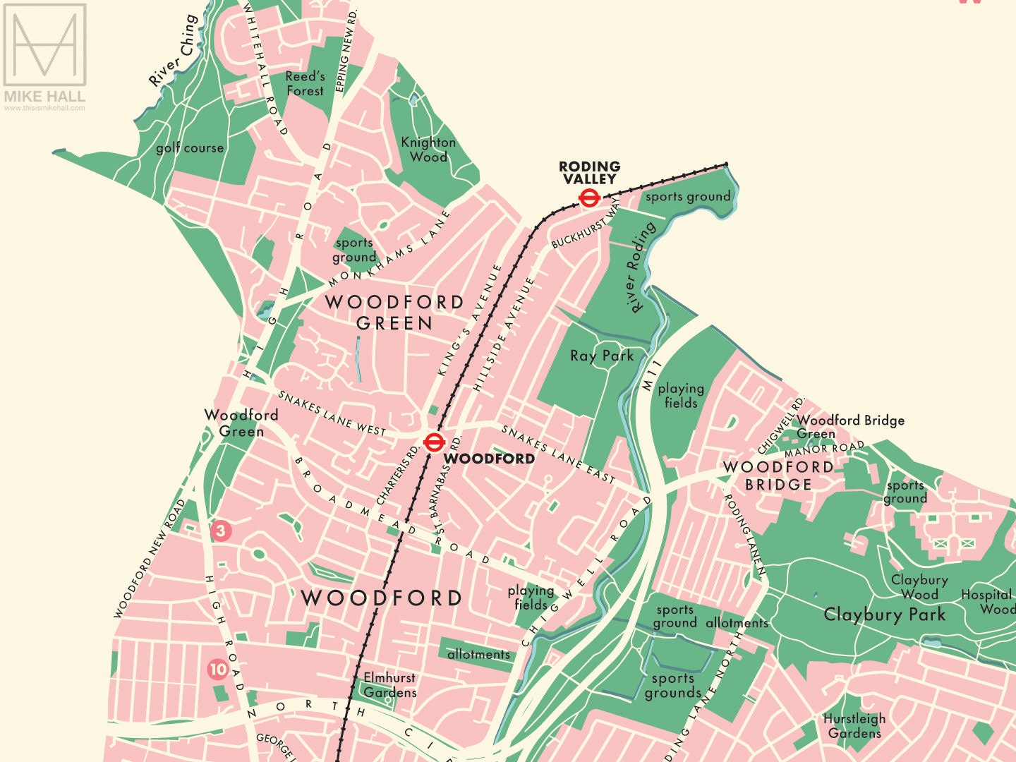 Redbridge london Borough Retro Map Giclee Print Etsy UK