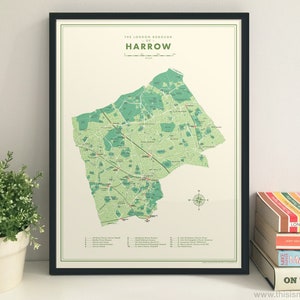 Hark (London Borough) Retro Karte Kunstdruck