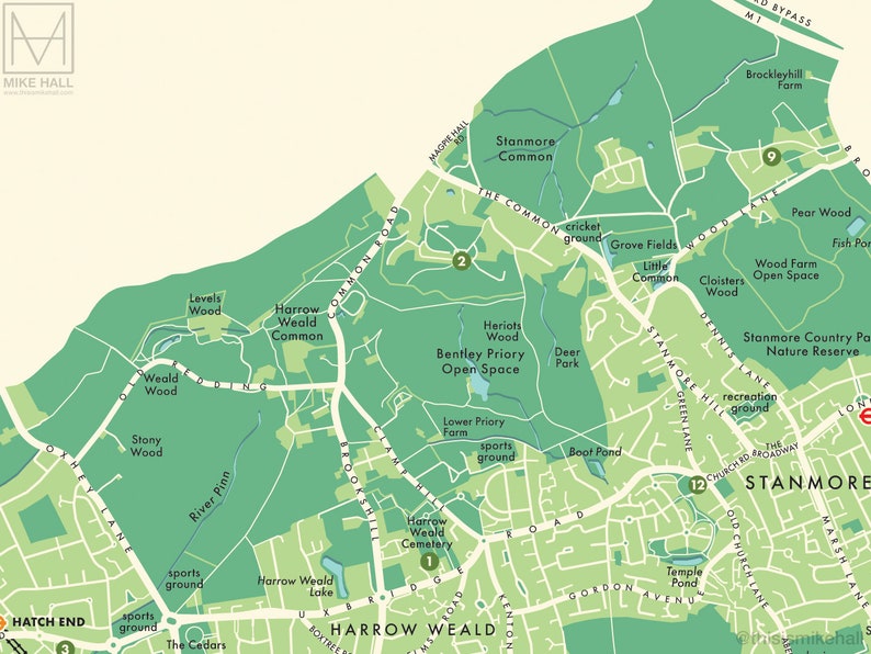 Local Harrow Map Harrow (london Borough) Retro Map Giclee Print - Etsy