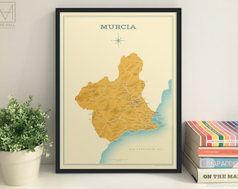 Murcia (Spanish Province) retro map giclee print