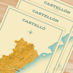 Castellón Spanish Province retro map giclee print image 2