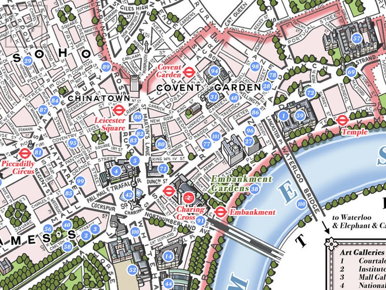 City of Westminster london Borough Illustrated Map Giclee Etsy UK