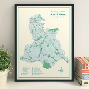 Die Stadtplan von Louisham (London Borough) retro Kunstdruck