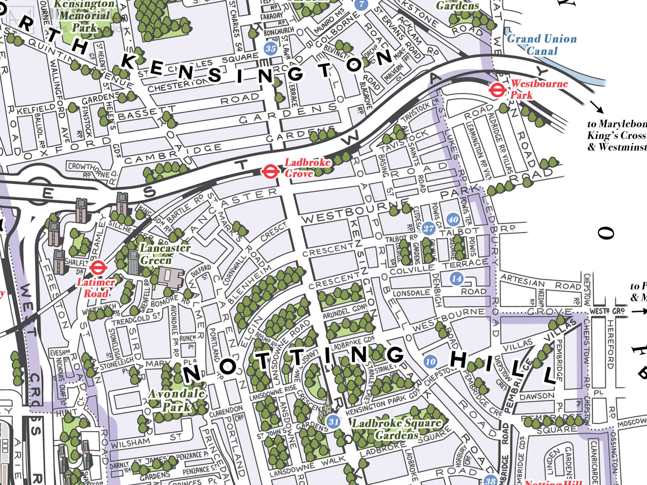 Kensington & Chelsea (london Borough) Illustrated Map Giclee Print - Etsy