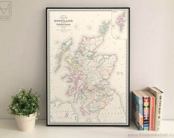 Scotland (Historic Counties) map giclee print
