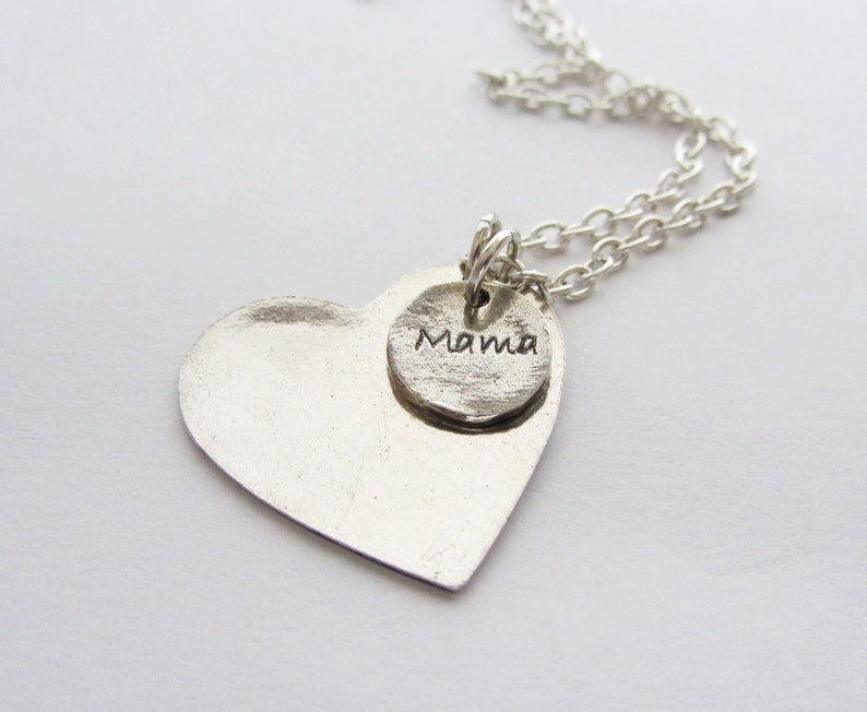 Pendant Quote Big Heart Fingerprint Round Meaningful Pure Silver image 3