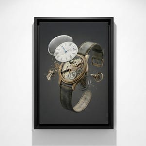 Zegarek mechaniczny, widok eksplodujący, wydruk ścienny, vintage steampunk, dekoracja, zegarmistrzostwo, prezent dla niego, plakat inżynieryjny, pobieranie cyfrowe