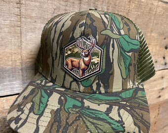 Whitetail Deer Hex Patch - Mossy Oak Greenleaf Lost Hat Co Trucker