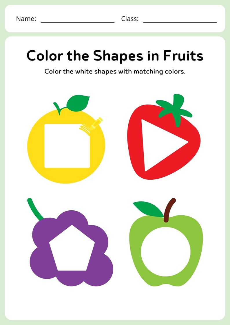 Fruit Shapes Coloring Pages, Toddler Learning Activity PDF, Preschool ...