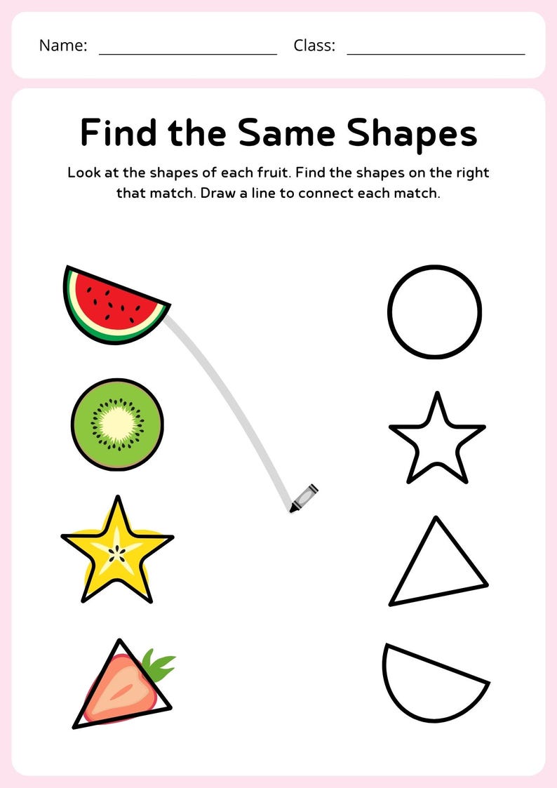 Fruit Shapes Coloring Pages, Toddler Learning Activity PDF, Preschool ...