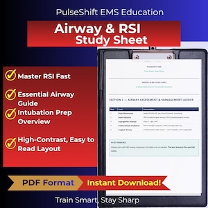 EMS Airway & RSI Study Sheet | Paramedic Intubation Guide (PDF Download)
