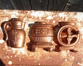 Vintage Lot of Chalkware Kitchen Wall Hangings (Stove, Pitcher Coffee Pot, Coffee Grinder)