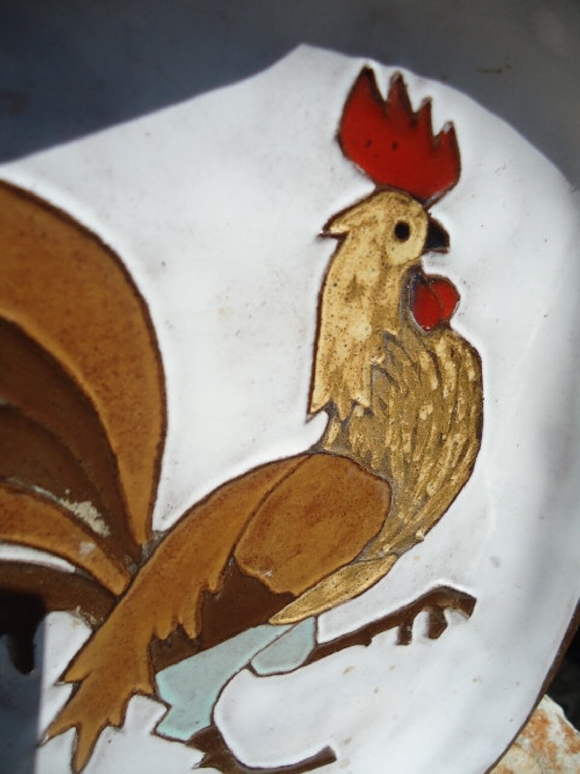 Handmade Decorative Clay Rooster Plate From Belgium Etsy