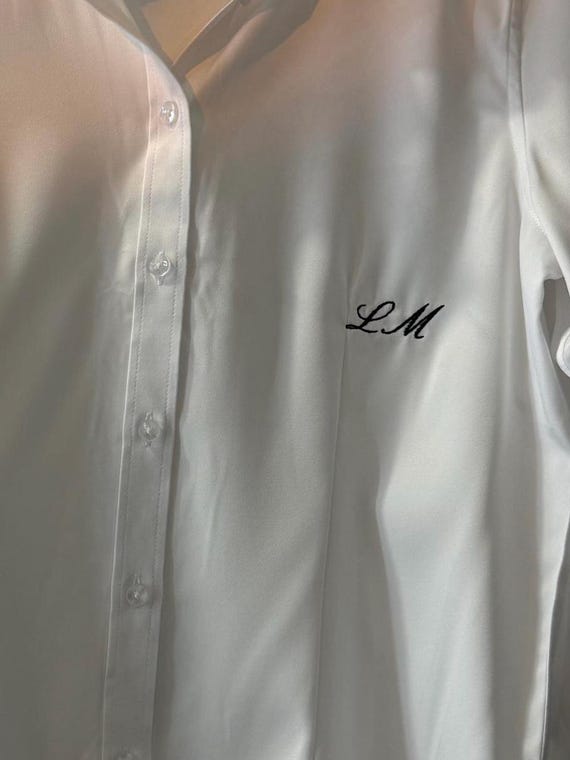 Women’s button up top embroidered custom initials or name