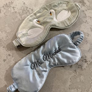 Embroidered silk sleep mask custom name or initials