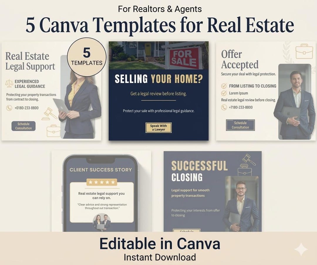 Real Estate Social Media Templates Canva Bundle | Realtor Instagram ...