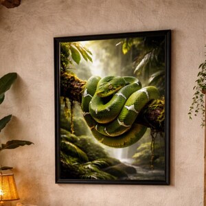 Emerald Tree Boa Photography Print, Exotic Wildlife Wall Art (Digital Download, 5 Sizes Available)