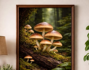 Mushroom Forest Print | Cottagecore Fungi Botanical Art (Digital Download)