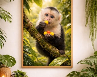 Kapuziner Affen Print | Tropischer Regenwald Wildtiere Kunst (Digitaler Download)