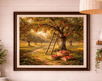 Apple Orchard Harvest Print, Rustic Farmhouse Fall Decor (Digital Download)