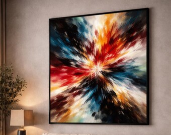 Abstrakte Explosion Wand Kunst Druck, Moderne Farb Burst Malerei, Große Statement Kunst, Zeitgenössisches Abstraktes Dekor