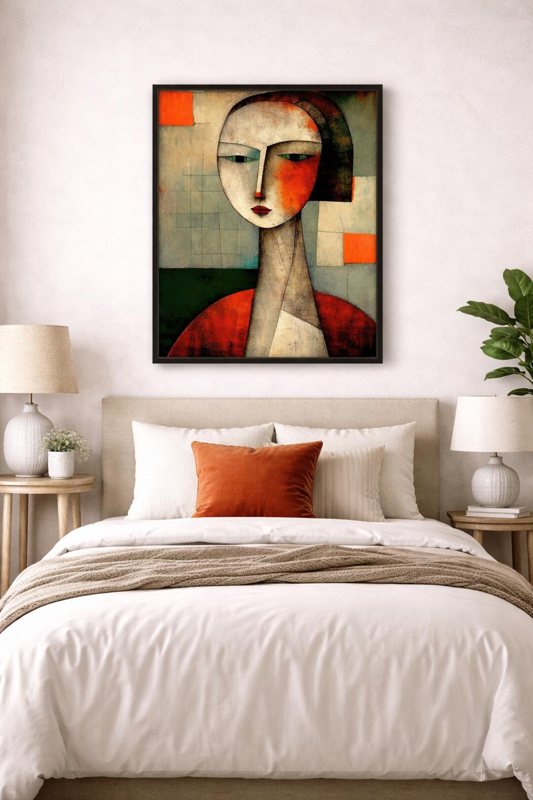 Abstract Cubist Face Wall Art, Modern Portrait Print, Geometric Surreal ...