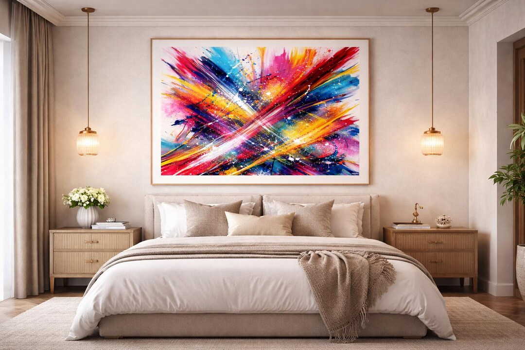 Abstract Scribble Wall Art Printable | Colorful Paint Slash Art ...