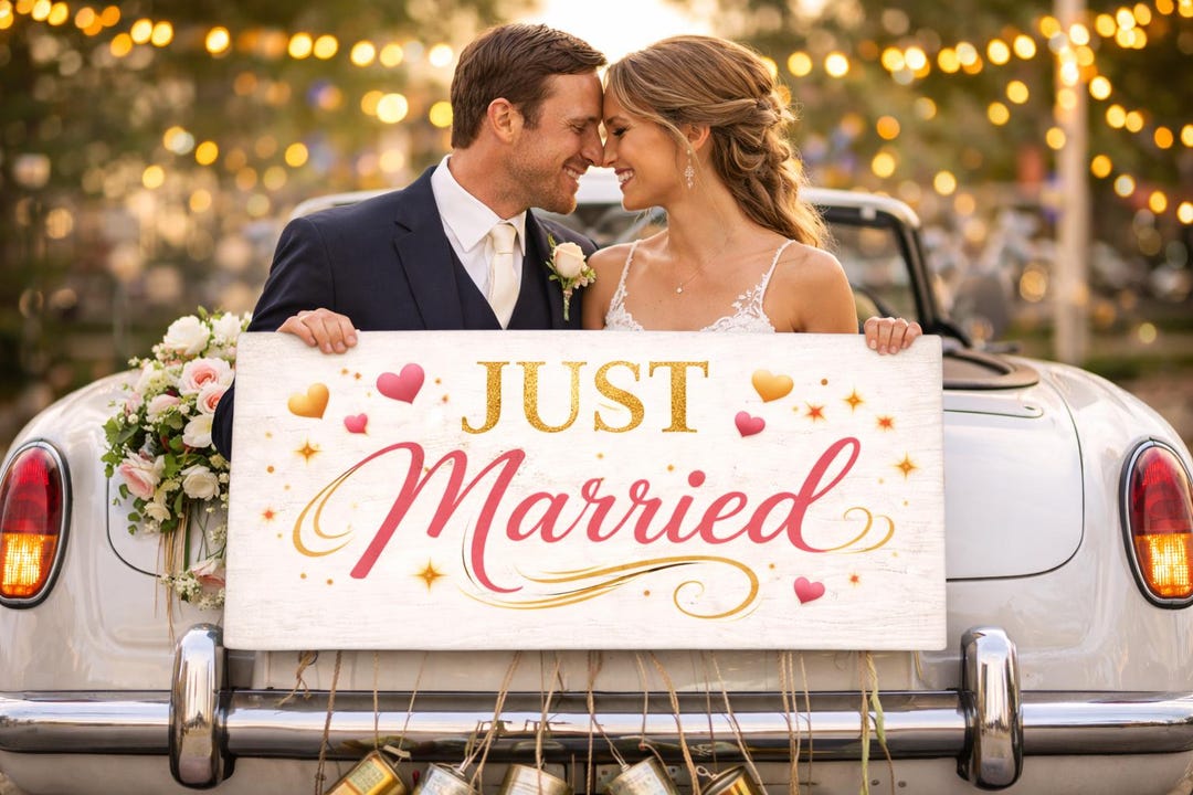 Just Married Sign | Gold & Pink Wedding Decor (digital Download) - Etsy