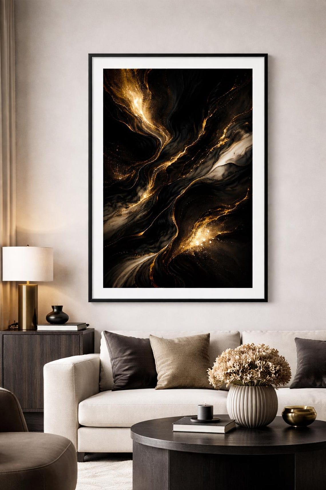 Black and Gold Vein Abstract Art, Luxury Home Decor (digital Download ...