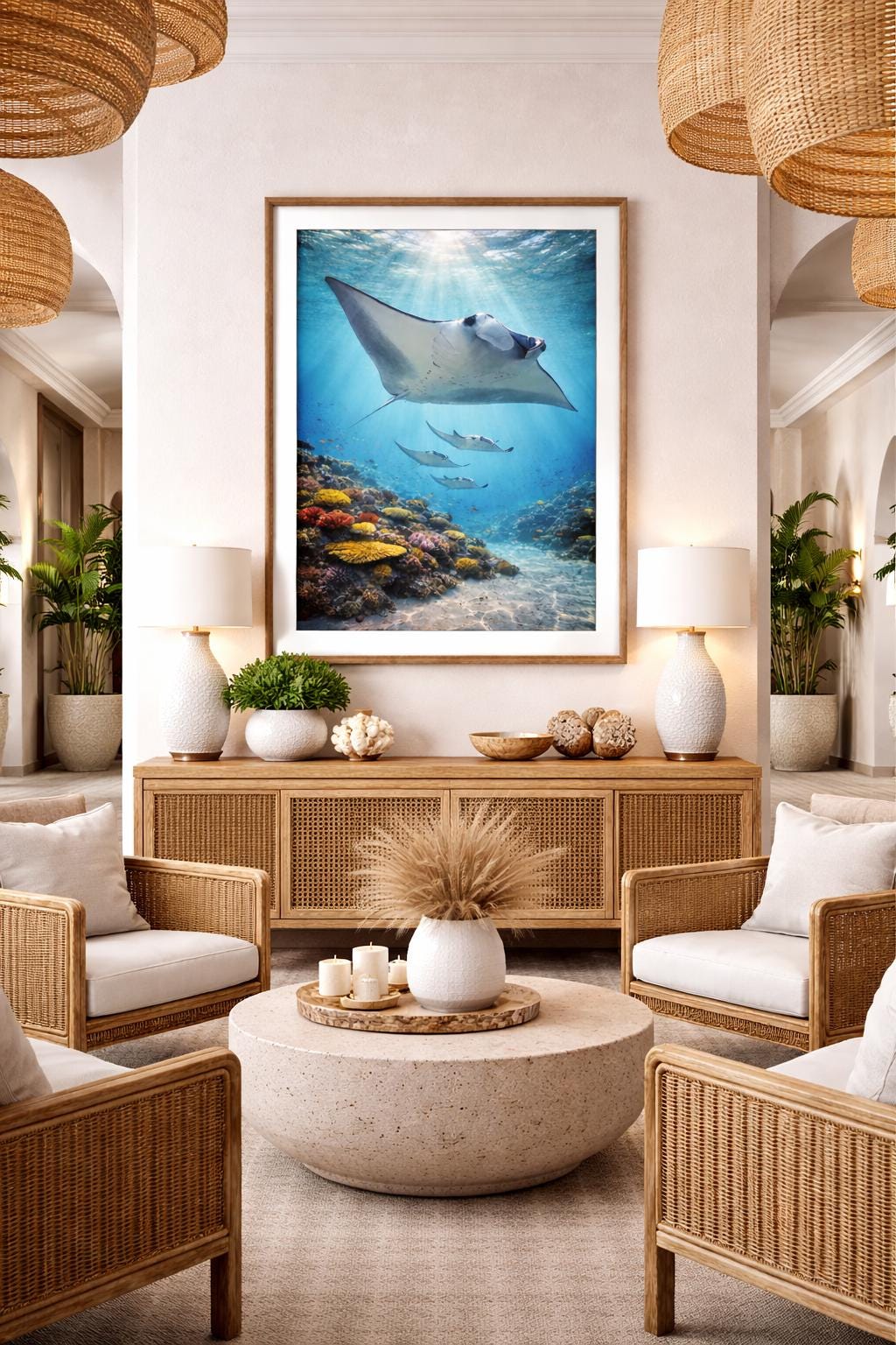 Manta Ray Print, Tropical Ocean Photography, Coastal Wall Art (digital ...