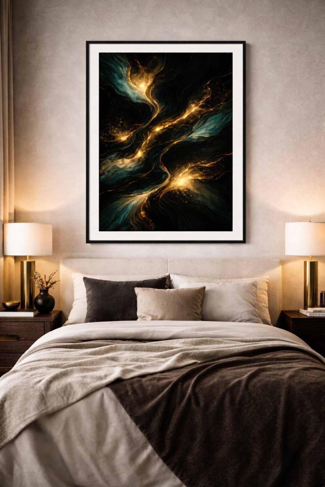 Teal Gold Abstract Art Print, Modern Home Decor (digital Download) - Etsy