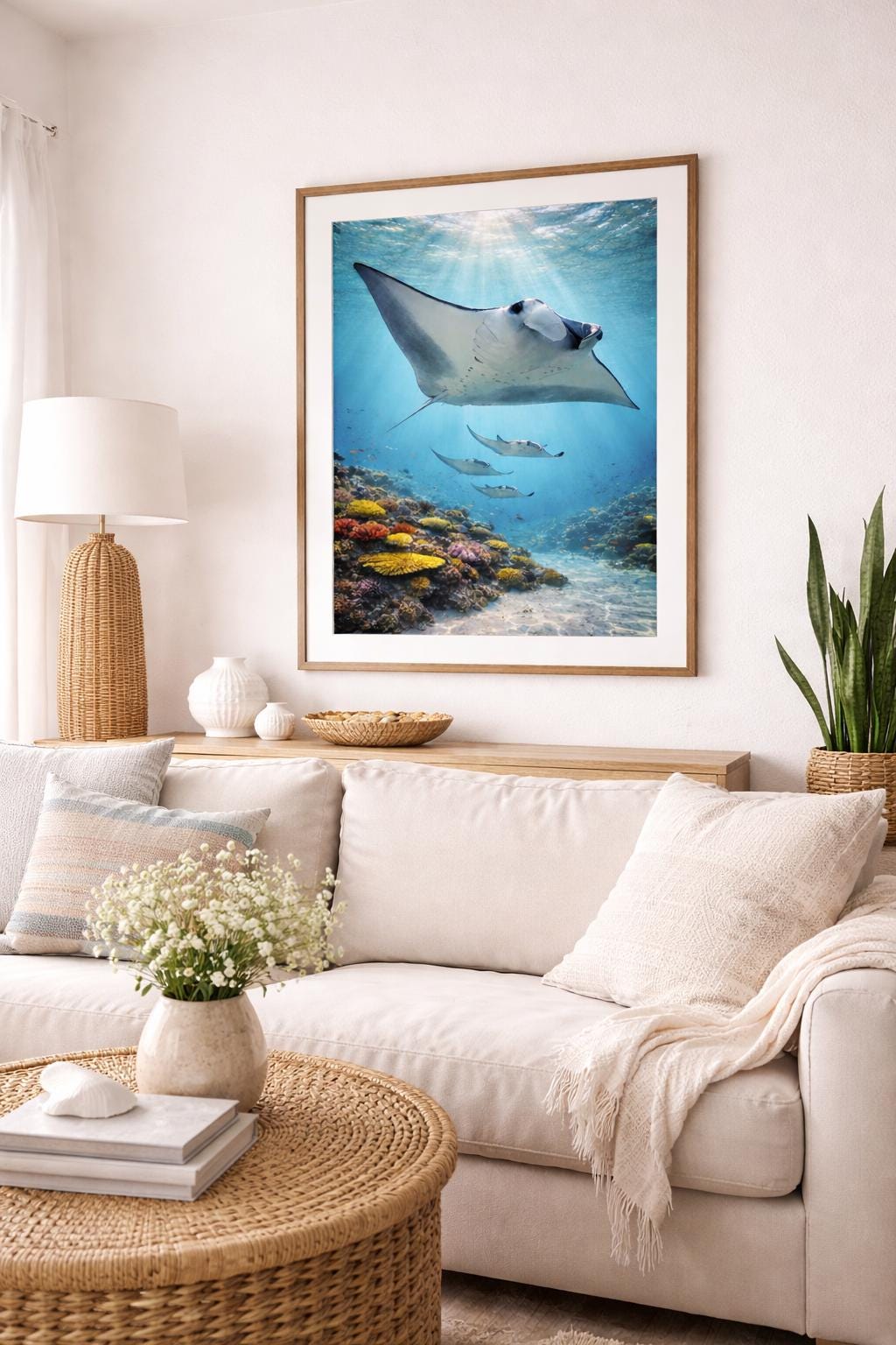 Manta Ray Print, Tropical Ocean Photography, Coastal Wall Art (digital ...