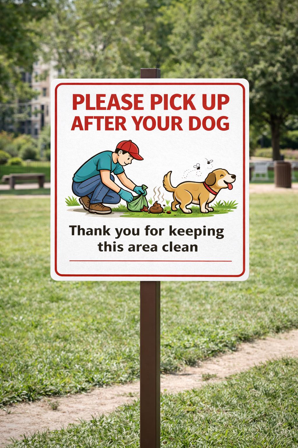 Clean up After Your Dog Signs with Stake, Dog Poop Signs for Yard, Metal, 13X7.87 in