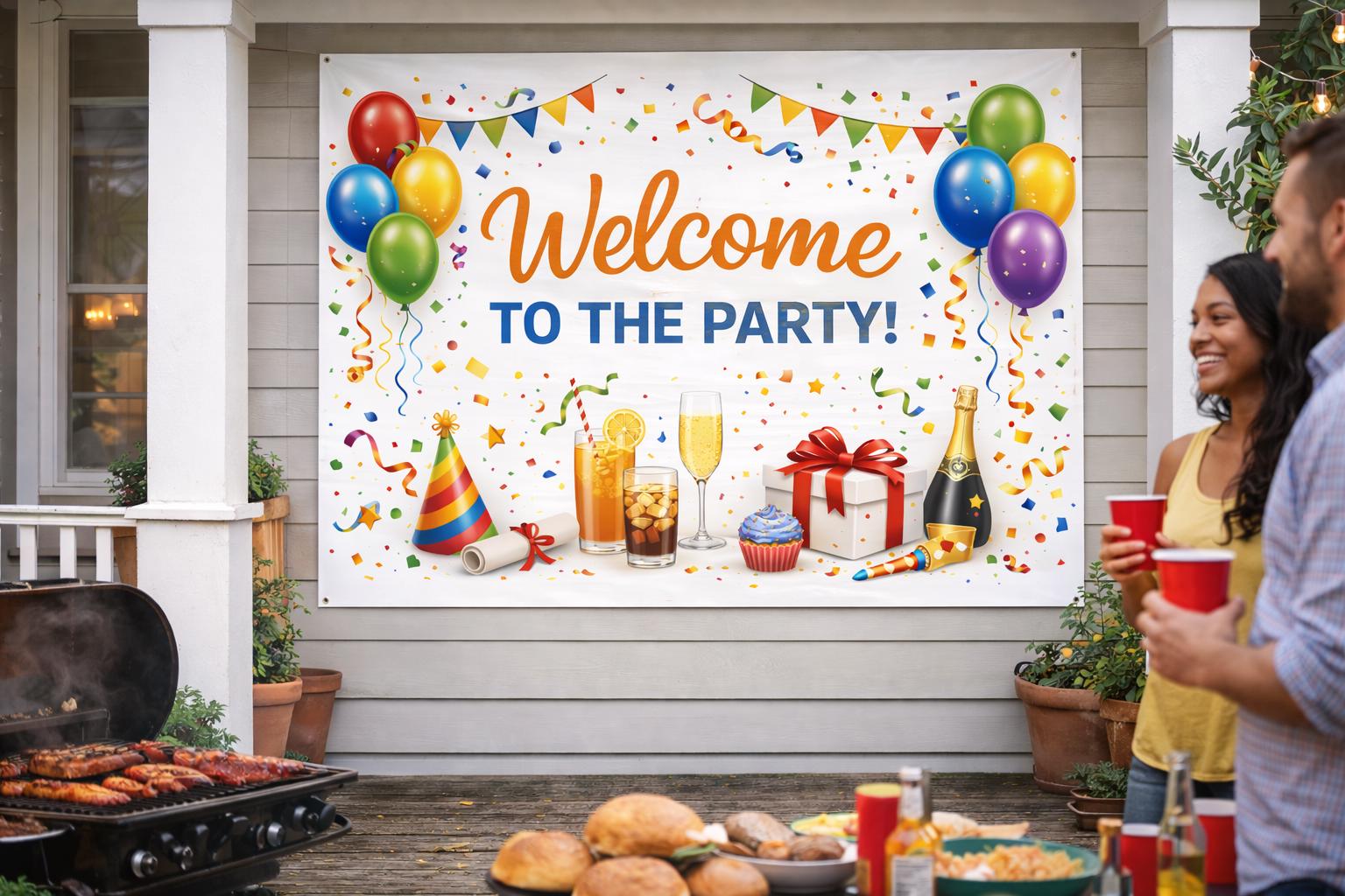 Welcome to the Party Sign | Colorful Printable Party Decor (digital ...