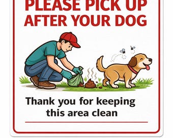 Letrero para recoger los excrementos de tu perro / Recordatorio para recoger los excrementos de tu mascota (Descarga instantánea)