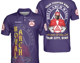 Custom Name Holy Royal Arch Mansonry PHA York Rite Freemason 3D Men's Polo Shirt S-5XL