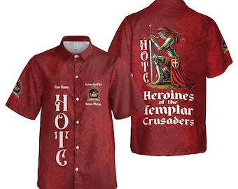 Personalized Guild Name HOTC Heroines of the Templar Crusades 3D Button Down Size S-5XL