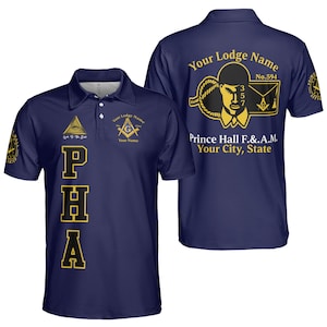 Personalized Name Prince Hall Affiliated F&AM PHA The Black Suits Freemason 3D Men's Polo Shirt S-5XL