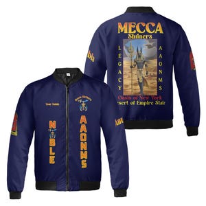 Personalized Temple Name Nobles Anubis of the Mystic Shrine AAONMS Freemason 3D Bomber Jacket Size S-5XL