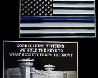 Correctional Officer Thin Blue Line Flag Challenge Coin