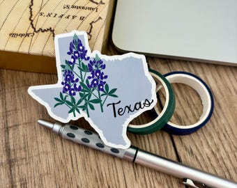 Texas State Flower Sticker - Bluebonnet Illustration - Botanical Vinyl Decal - Texas Gift