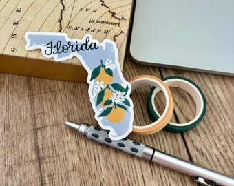 Florida State Flower Sticker - Florida Orange Blossom Illustration - Botanical Vinyl Decal - Florida Gift