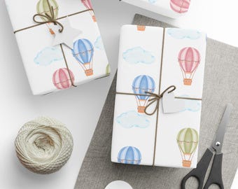 Papier do pakowania balonów na ogrzane powietrze | Papier do pakowania na imprezę w pastelowe chmury