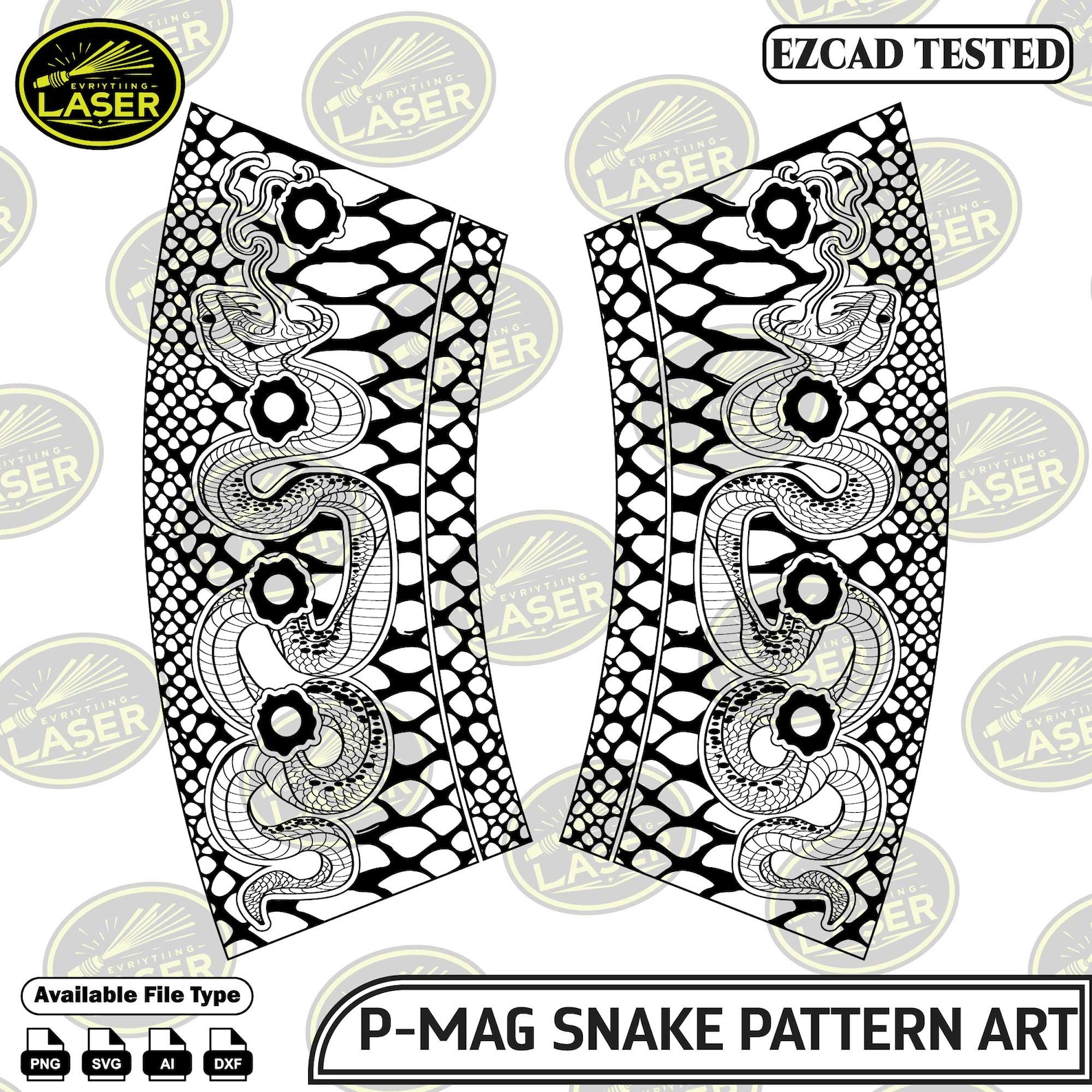 P-mag Snake Pattern Engraving Art | Laser Design - Etsy
