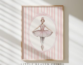 Whimsical Ballerina Poster - Vintage Nursery Wall Art, Pink Girl Room Decoration, Printable Ballet Decor for Cute and Trendy Baby Showers