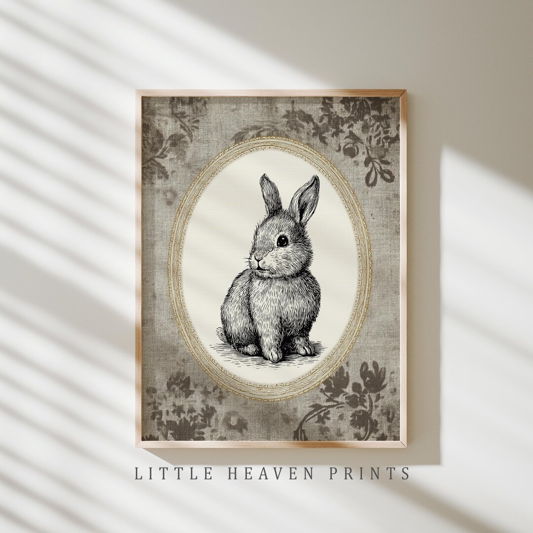 Sepia Point Rabbit Printable Fluffy Baby Bunny Vintage Nursery Art - Neutral Cottagecore ...