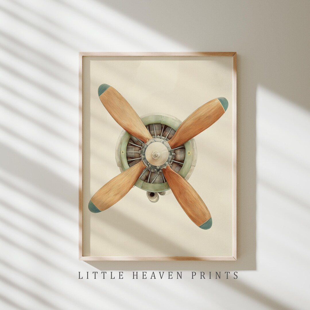 Vintage Airplane Propeller Printable Wall Art - Rustic Nursery Decor ...