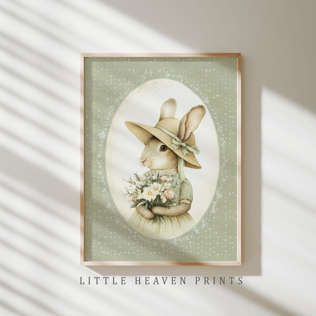 Cottage Core Rabbit Vintage Cottagecore Rabbit Portrait - Printable Watercolor ...