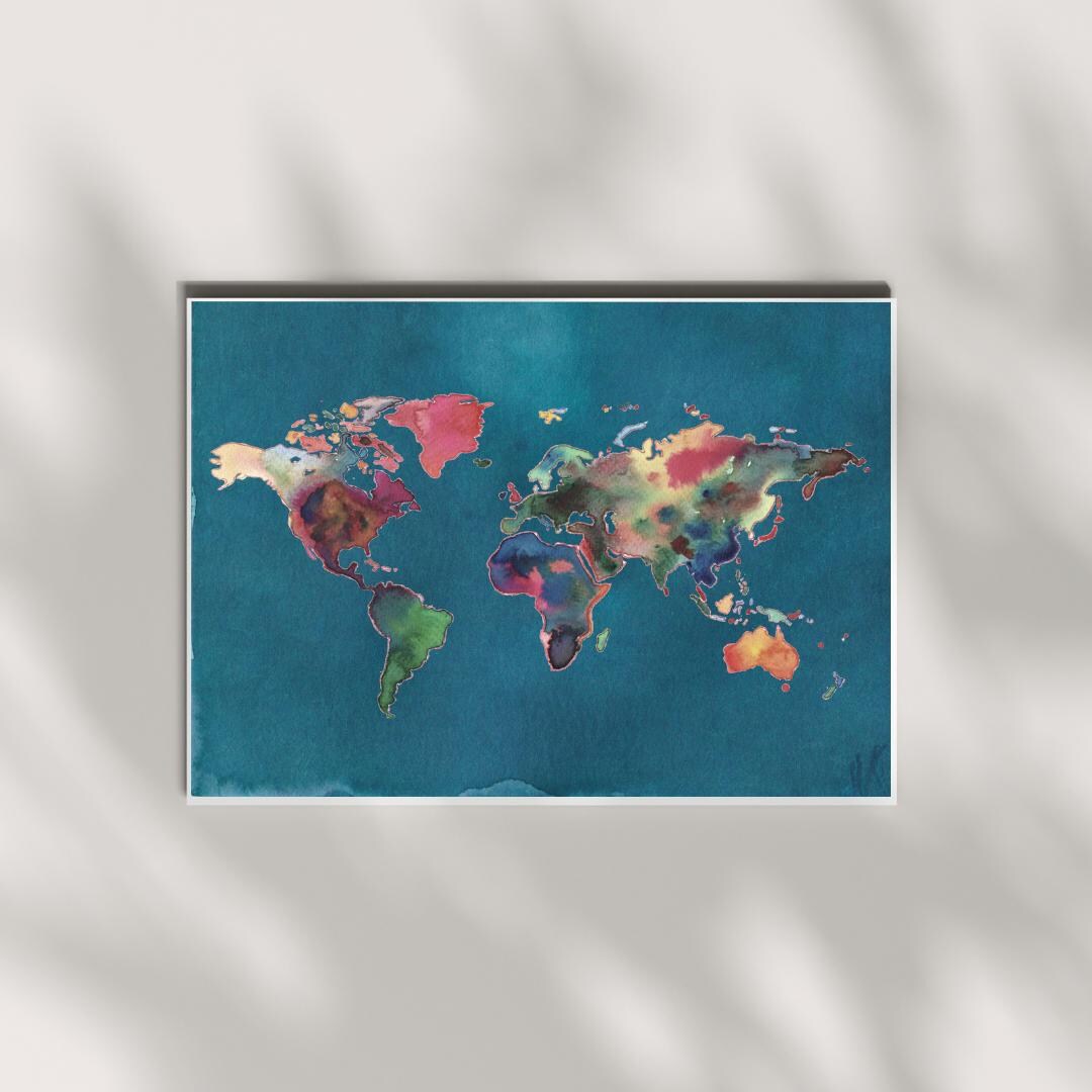 Watercolor Wold Map | Digital Download | Pngs Pack - Etsy